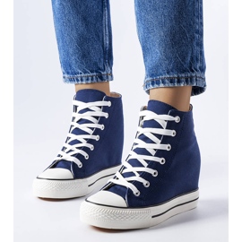 Marinblå wedge sneakers 1