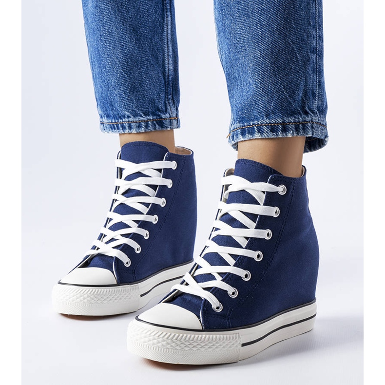 Marinblå wedge sneakers 1