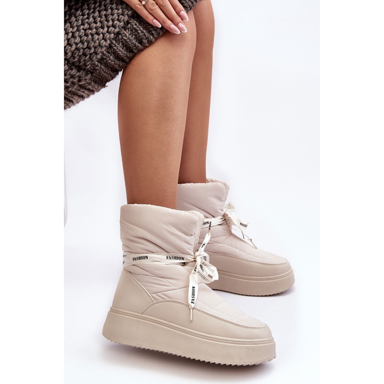 PS1 Snöskor för kvinnor med dekorativ snörning, ljusbeige Siracna 1