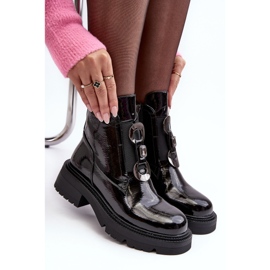 Patent damstövlar med dekoration, svart S.Barski MR870-53 1