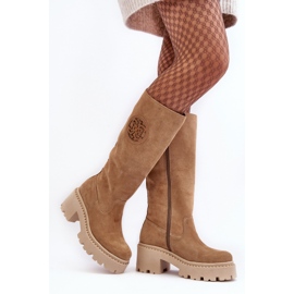 Lewski Shoes Knästövlar i mocka för dam Beige Lewski 3367 1