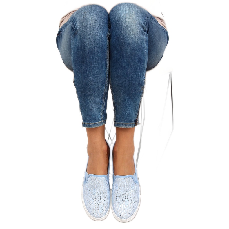 Spets slip-on pasteller XIN07P Ljusblå 2