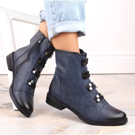 Damisolerade stövlar med platt klack, blå Jezzi 1