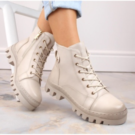 Beige ankelstövlar för kvinnor Potocki SZ12168 1