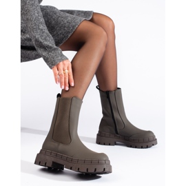 Mörkgröna matta höga stövlar med elastisk Shelovet 1