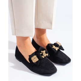 Shelovet mockasiner i svart mocka för kvinnor 1