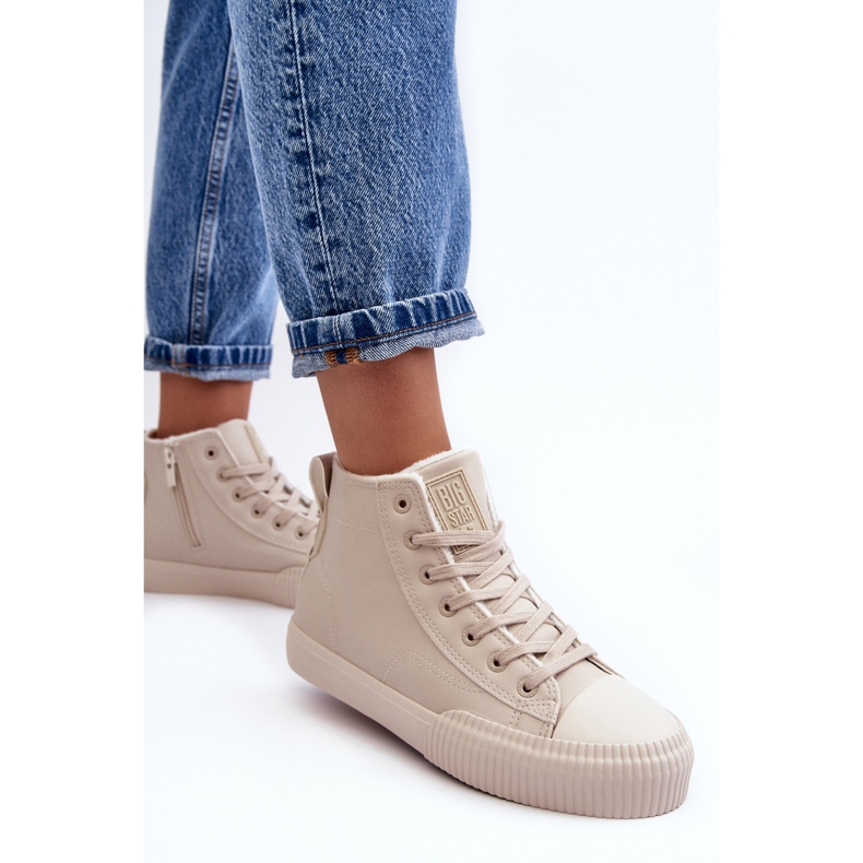 Isolerade sneakers för dam med dragkedja Ljusbeige Big Star MM274018 1