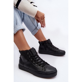 Isolerade sneakers för damer med dragkedja Black Big Star MM274020 svart 2