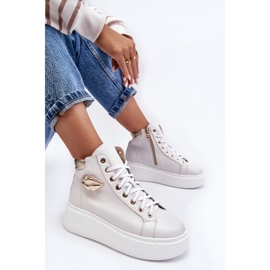 Sneakers med hög dragkedja för kvinnor Lemar White Katerin vit 2