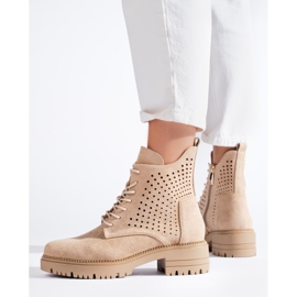 W. Potocki Genombrutna arbetsstövlar i mocka Potocki beige 1