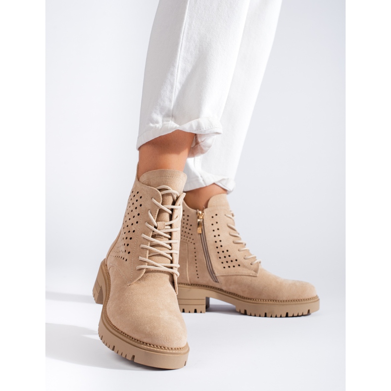 W. Potocki Genombrutna arbetsstövlar i mocka Potocki beige 2