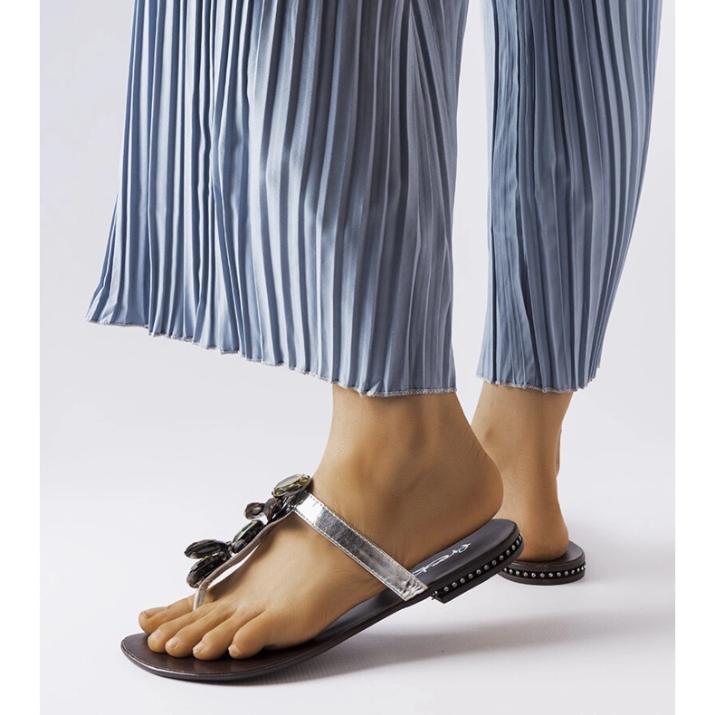 Zarattini eleganta flip flops i silver silver- 1