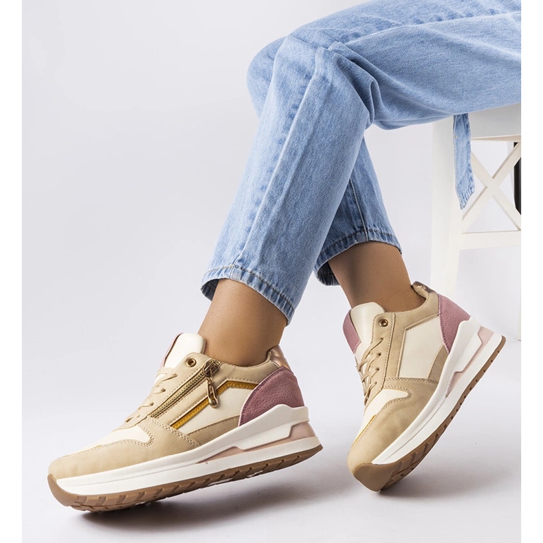 Inna Beige och rosa sportsneakers från Delid 1