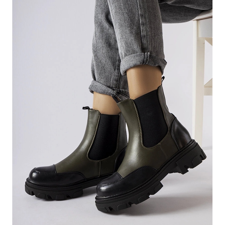 Inna Svarta och gröna slip-on boots från Albany 1