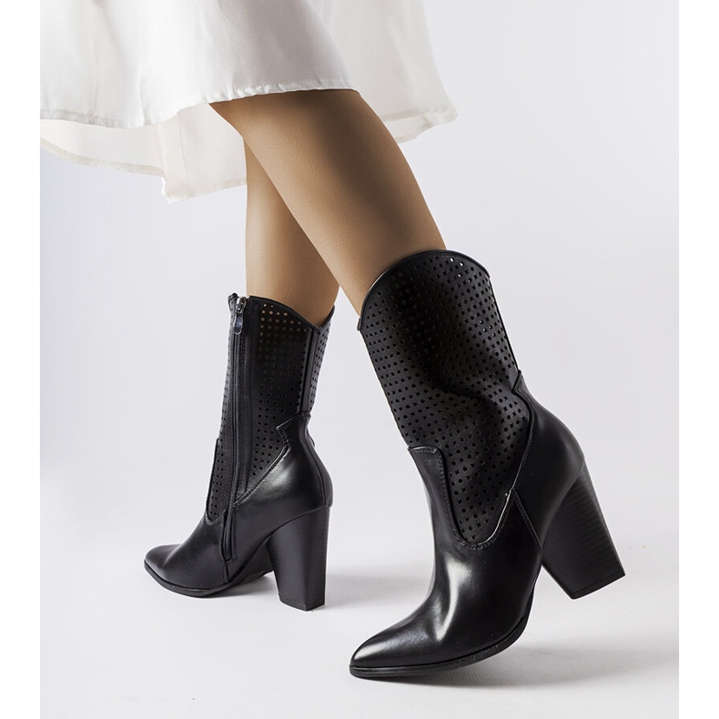 Svarta genombrutna cowboystövlar från Raiano 1