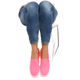 Slipons på en dubbel sula GF-41 Fluorescent Red rosa 1