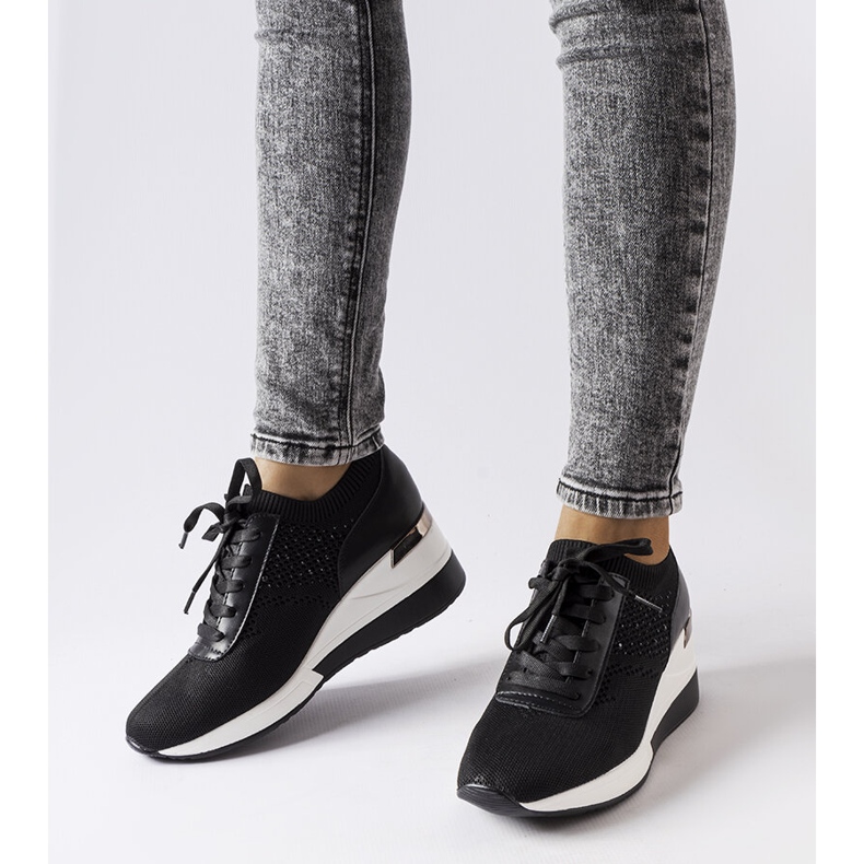 Inna Svarta strass wedge sneakers från Vala 1