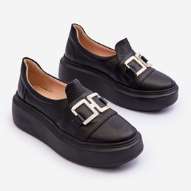 Lewski Shoes Skinnskor för kvinnor på plattformen Svart Lewski 3398/2 2