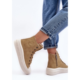 Sneakers med isolerad dragkedja för damer Camel Big Star MM274026 beige 1