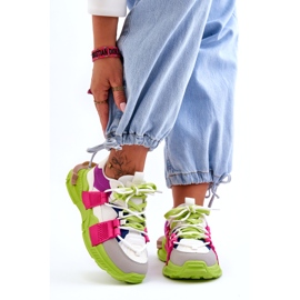 Seastar Fashionabla sportskor med snörning för kvinnor, grön-rosa mångfärgad 4