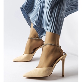 Claude beige stilettpumps med strass 1