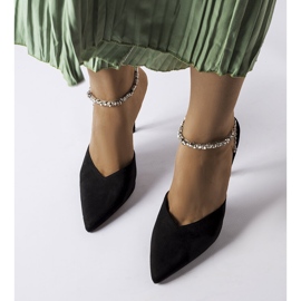 Claude svarta sandaler med strassklack 1