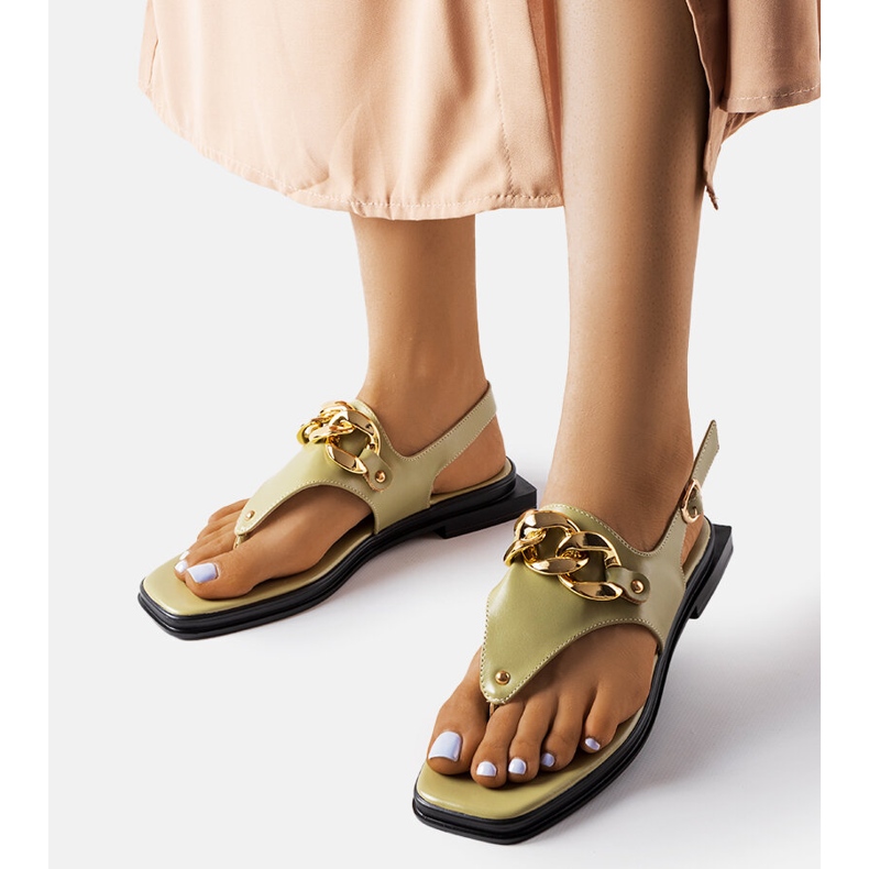 Gröna flip-flop sandaler med kedja från Mali 1