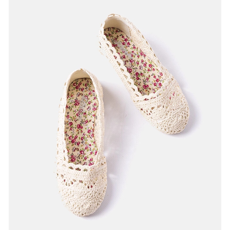 Barns beige virkade ballerinor från Lisa 1