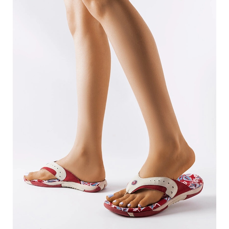 Suoma röda textilflops med blommor 1