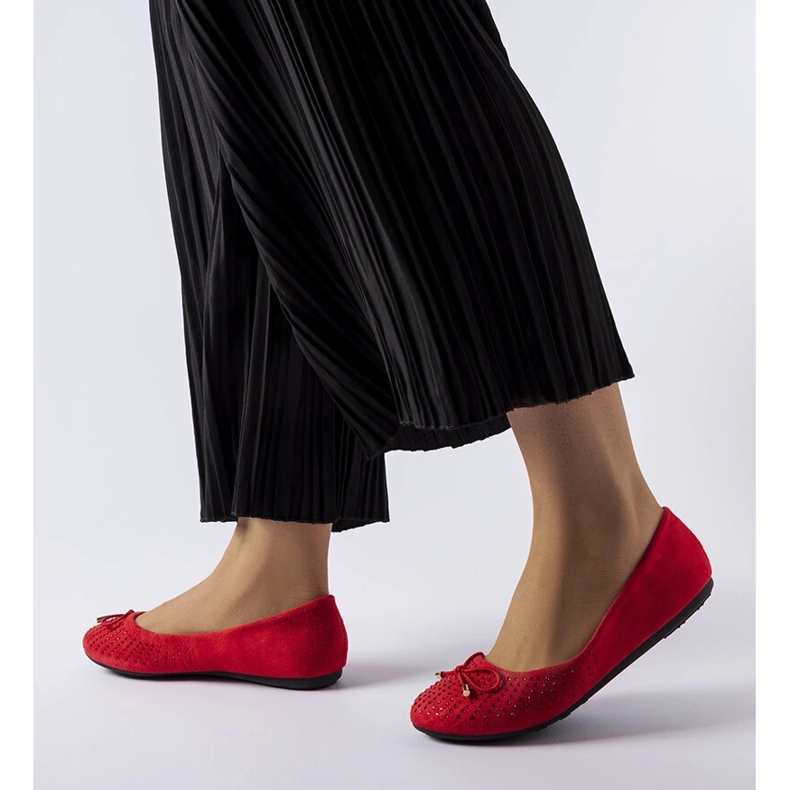 Röda ballerinor med Larissa cubic zirconia 1