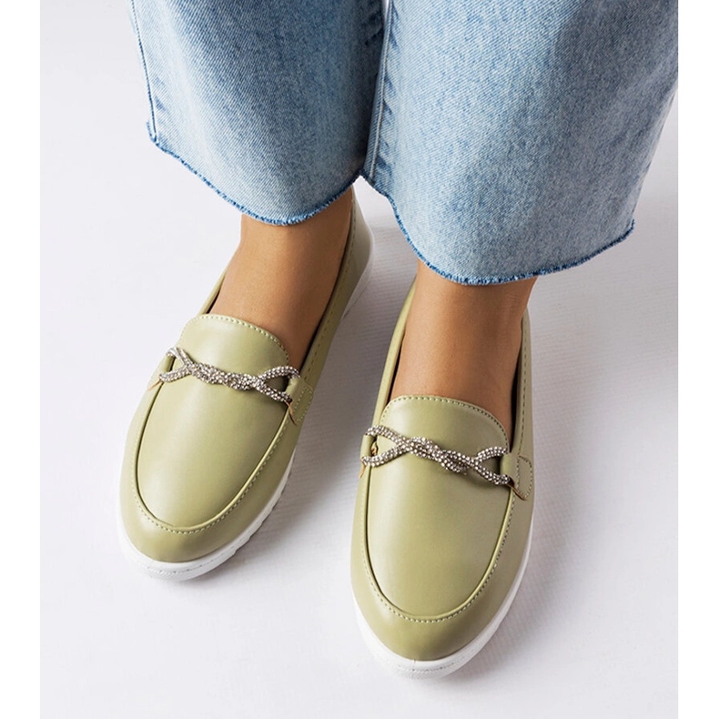 Gröna loafers med strass från Paola 1
