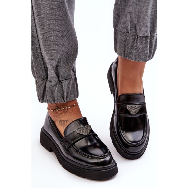 Plattklackade dammockasinskor Svart Venla 2