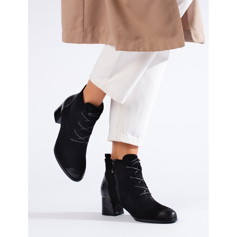 W. Potocki Damstövlar Potocki svarta med snörning 1