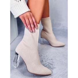 Destani Beige sockboots med genomskinlig klack 4