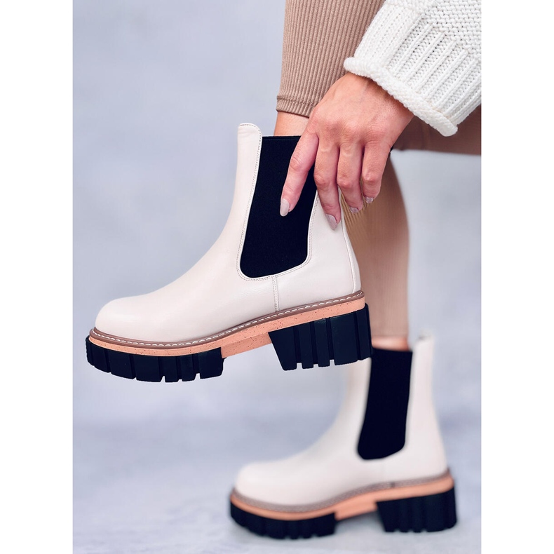 Cream Chelsea boots för kvinnor Bella Beige 1
