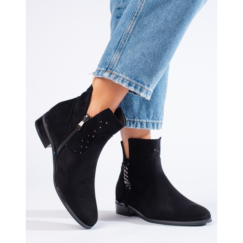 Genombrutna fjäderstövlar Vinceza svarta 1