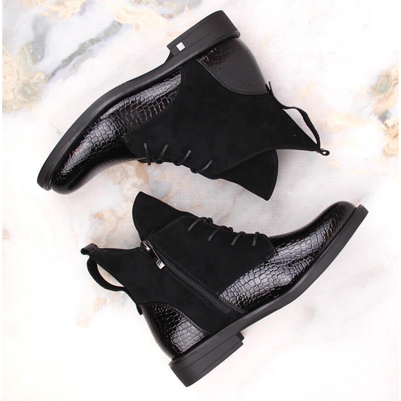 Svarta krokodilisolerade stövlar för kvinnor Potocki 1