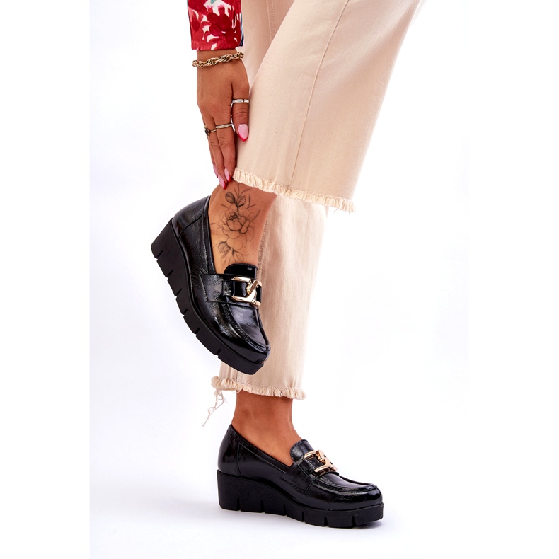 Lemar Lackmockasiner med dekor på kilen, svart 2