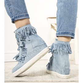 Blå wedge sneakers med fransar 1