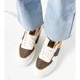 Beige Manal sneakers för kvinnor vit brun 1