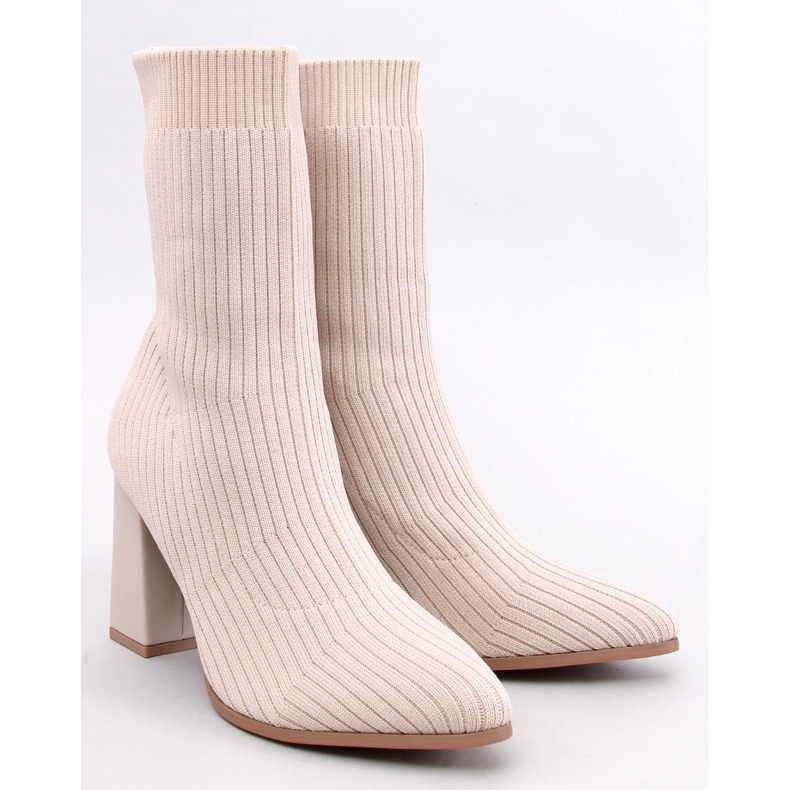 Krystal Beige högklackade sockboots 1