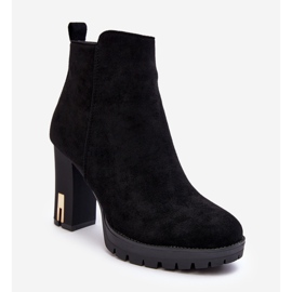 Klassiska ankelstövlar med hög klack i mocka Svart Amy 1