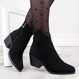 Cowboystövlar i mocka dam med höga klackar, svarta S.Barski HY30-86A 1