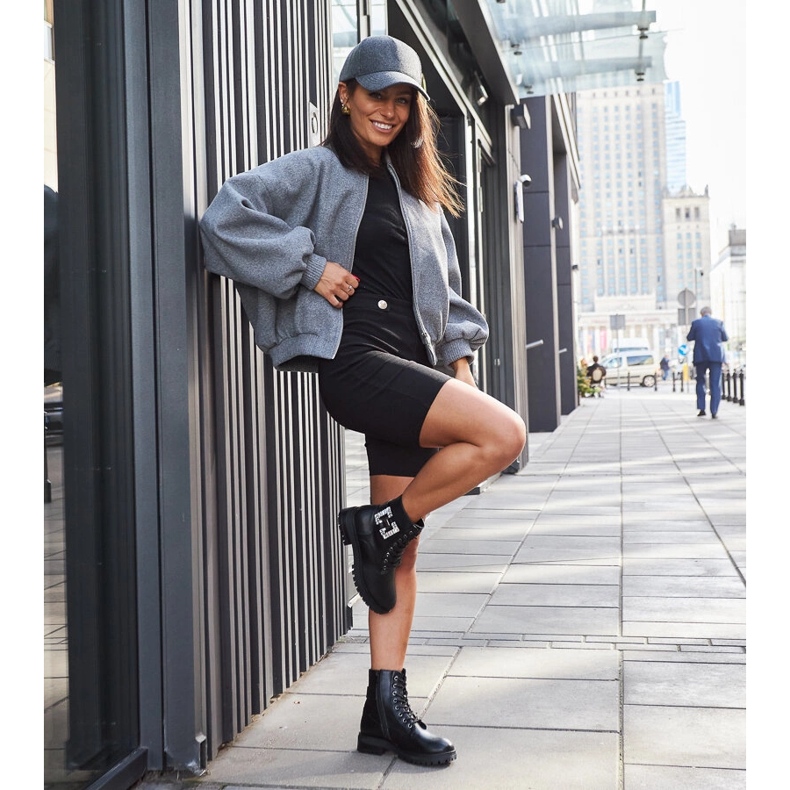 Inna Svarta arbetarskor med dekorativa Guevara zirkoner 1