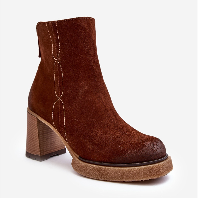 Mocka damstövlar på hög klack, brun Lemar Remilda 1