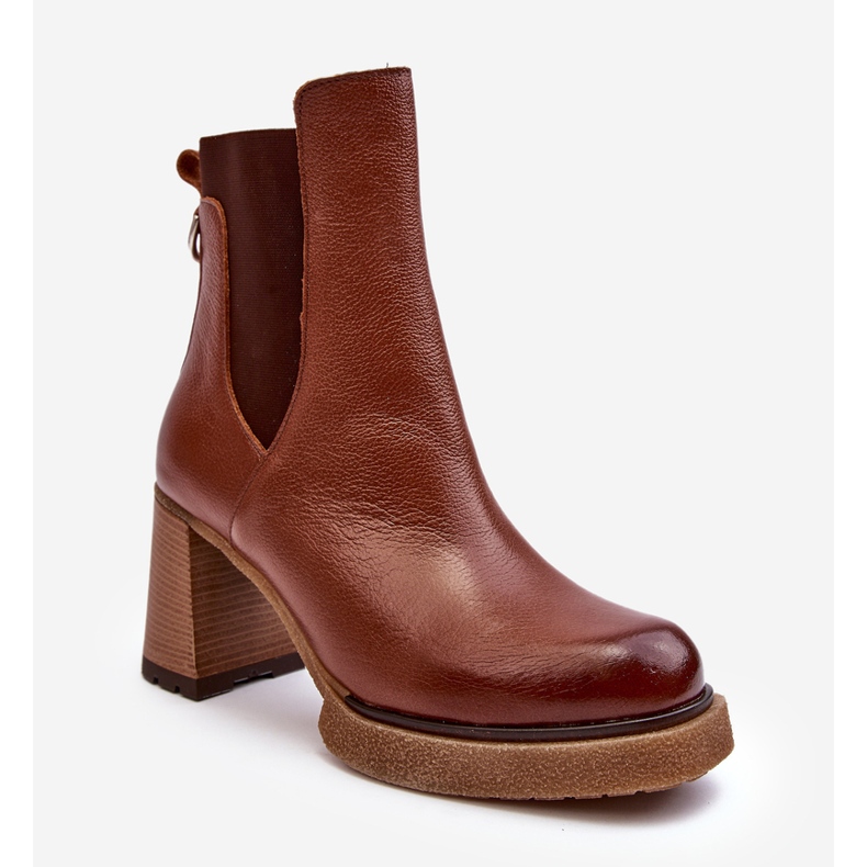 Lemar Liresa Lemar Ankelstövlar i brunt läder med hög klack 1