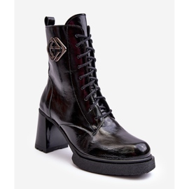 Höga ankelstövlar i läder för kvinnor Svart Lemar Danel 1