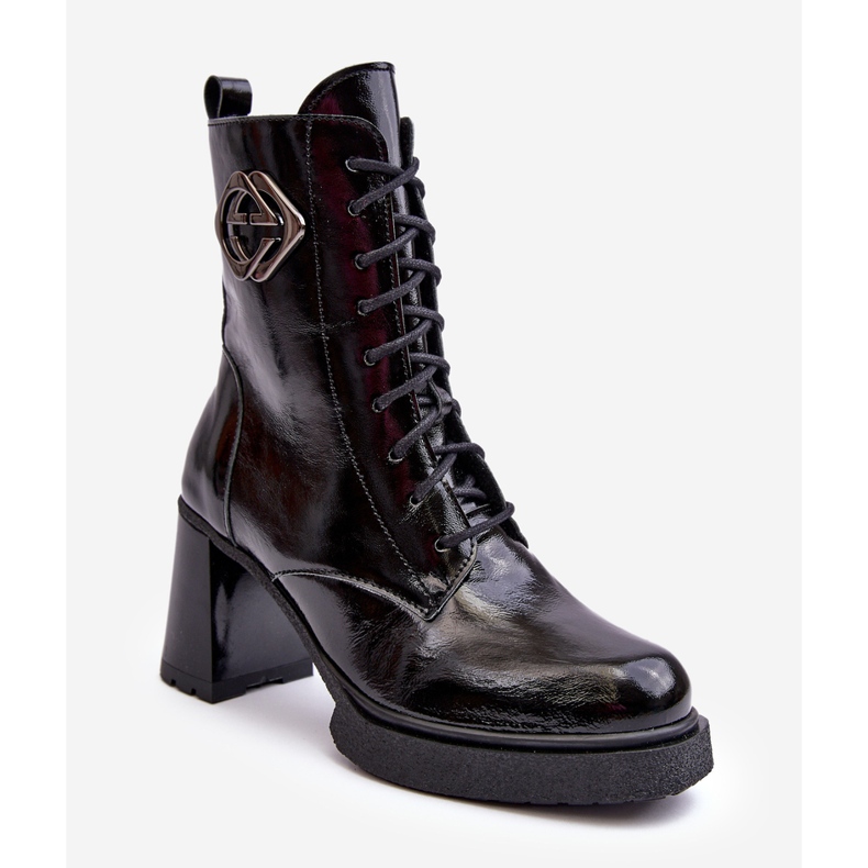 Höga ankelstövlar i läder för kvinnor Svart Lemar Danel 1