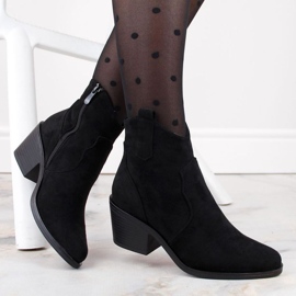 Cowboystövlar med hög klack i mocka S.Barski W OLI241 svart 1