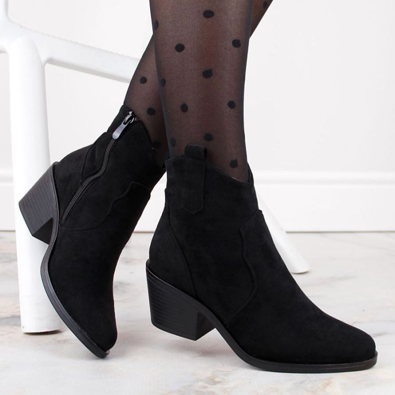 Cowboystövlar med hög klack i mocka S.Barski W OLI241 svart 1